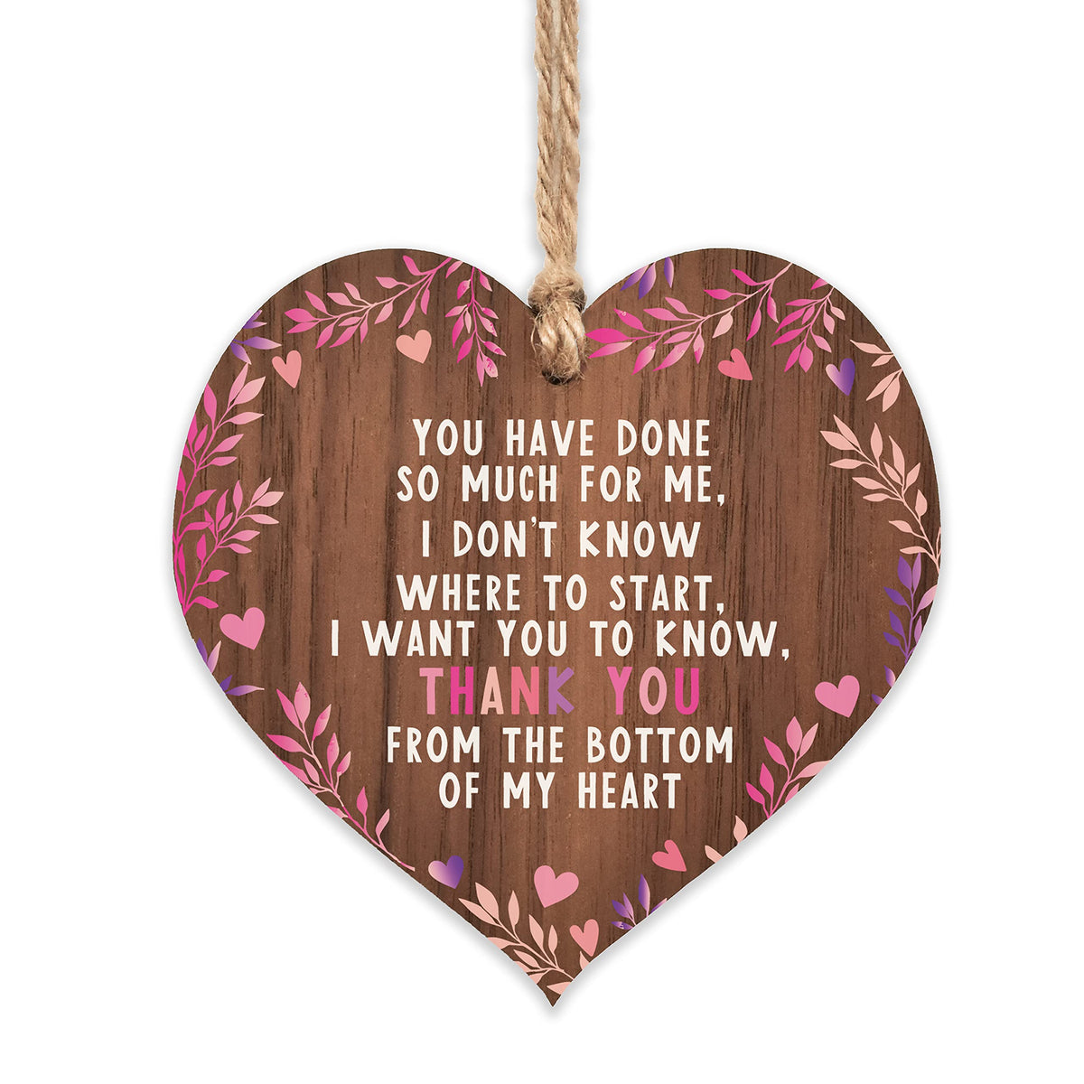 Thank you wood sign for her   best friends wooden hanging heart   sentimental inspirational gift for cheer up women   friendship present uk   her girls