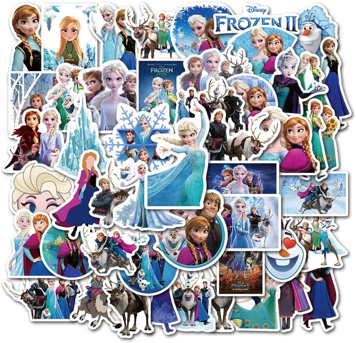 Yangsiw Frozen Stickers Waterproof Vinyl Stickers for Water Bottle Luggage Bike Car Decals Anna and Elsa Stickers for Kids 50pcs …