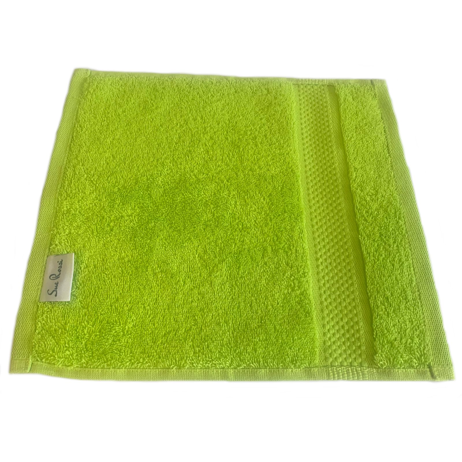 Sue Rossi Face Cloths Pack of 2 or 6, Organic Turkish Combed Cotton, 30cm x 30cm Wash Cloth Fingertip Flannel, Soft & Absorbent, 600gsm Thick Bathroom Towels Set (Lime Green, 2)