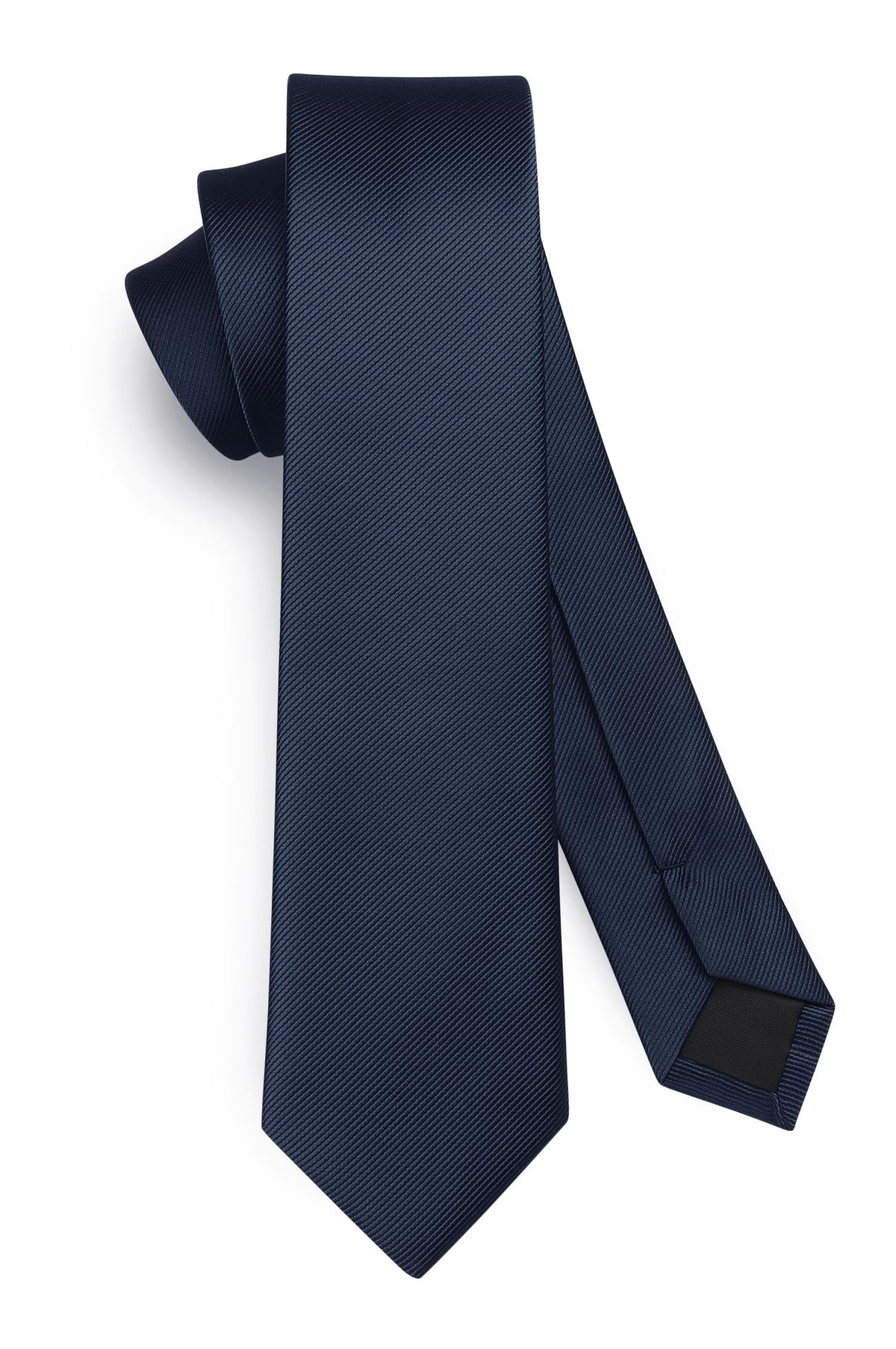 HISDERN Mens Slim Tie Navy Skinny Ties for men 6cm Solid Color Classic Wedding Necktie