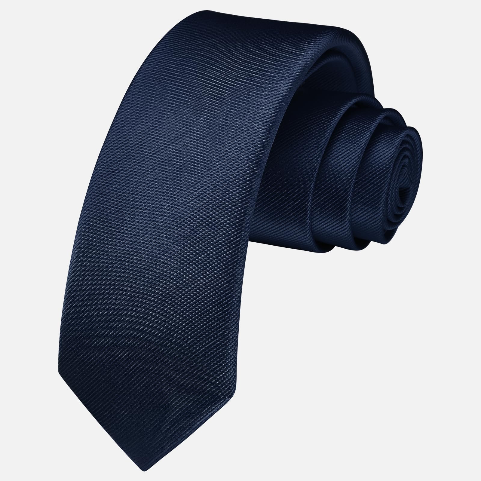 HISDERN Mens Slim Tie Navy Skinny Ties for men 6cm Solid Color Classic Wedding Necktie