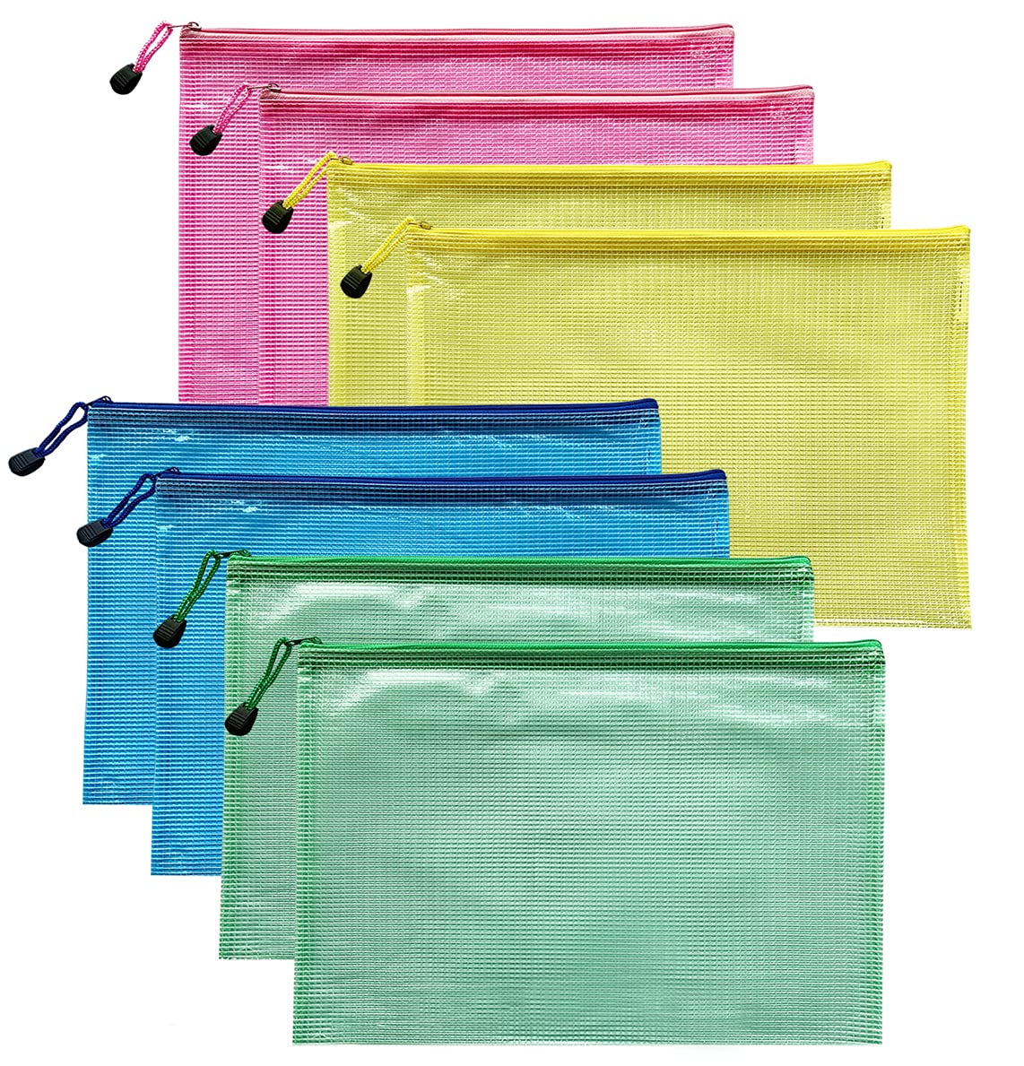 A5 Document Folder File Zipper Bags Plastic Wallets Folder Extra Thick 8PCS (A5 Zip Bag)