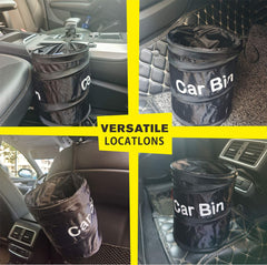 Uoking Car Bin - Portable Collapsible Car Trash Can Pop-up Waterproof Car Bin Tidy with 1 Hook Hanging Car Rubbish Bin for Front/Back of Car - Black