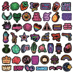 HNTR Colourful Neon Lights Stickers   50 Retro Neon Sign Decals