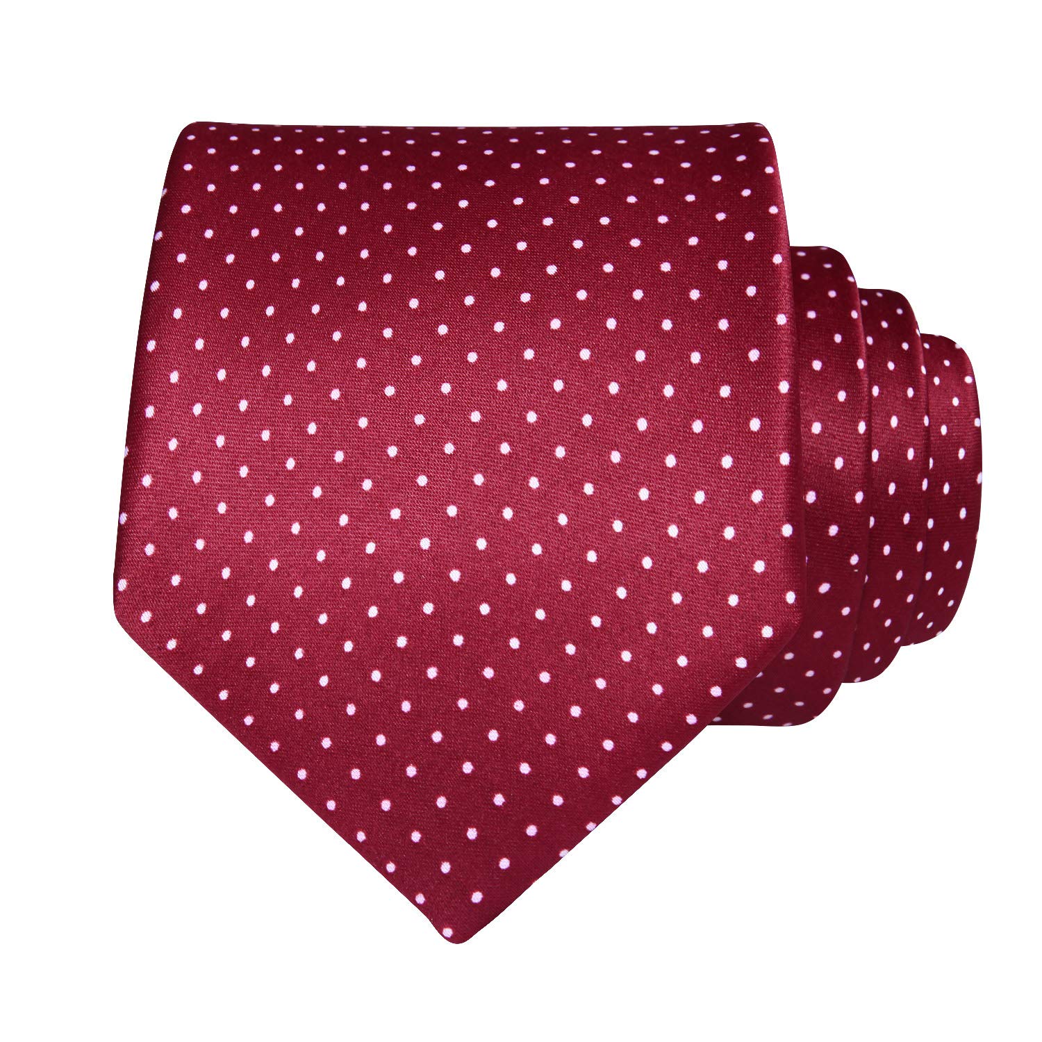 HISDERN Burgundy Ties for Men Polka Dot Wedding Tie Handkerchief Formal Business Necktie & Pocket Square Set