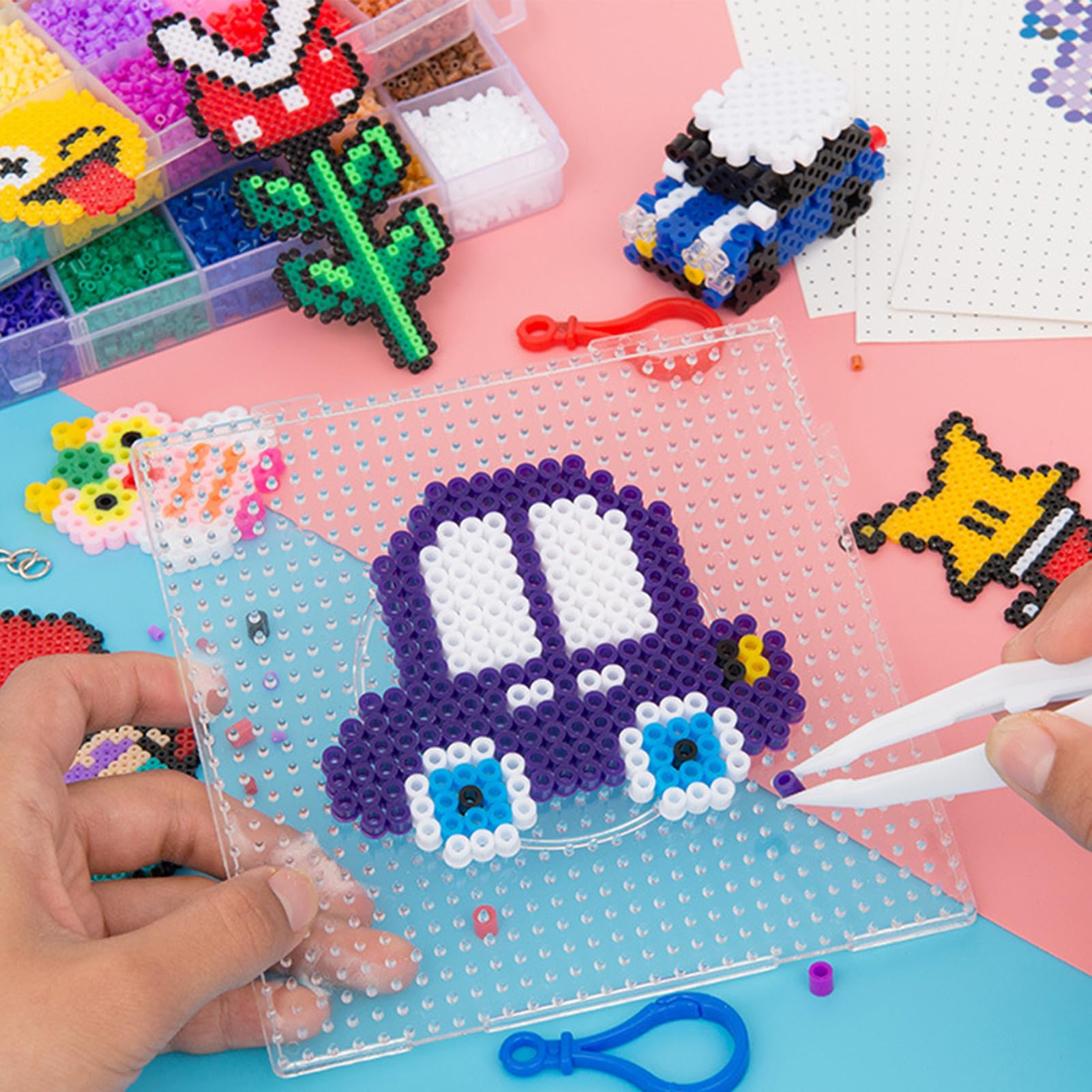 4PCS 5mm Hama Beads Plastic Bead Boards Hama Beads Pegboard Ideal for DIY Handmade Products for Children