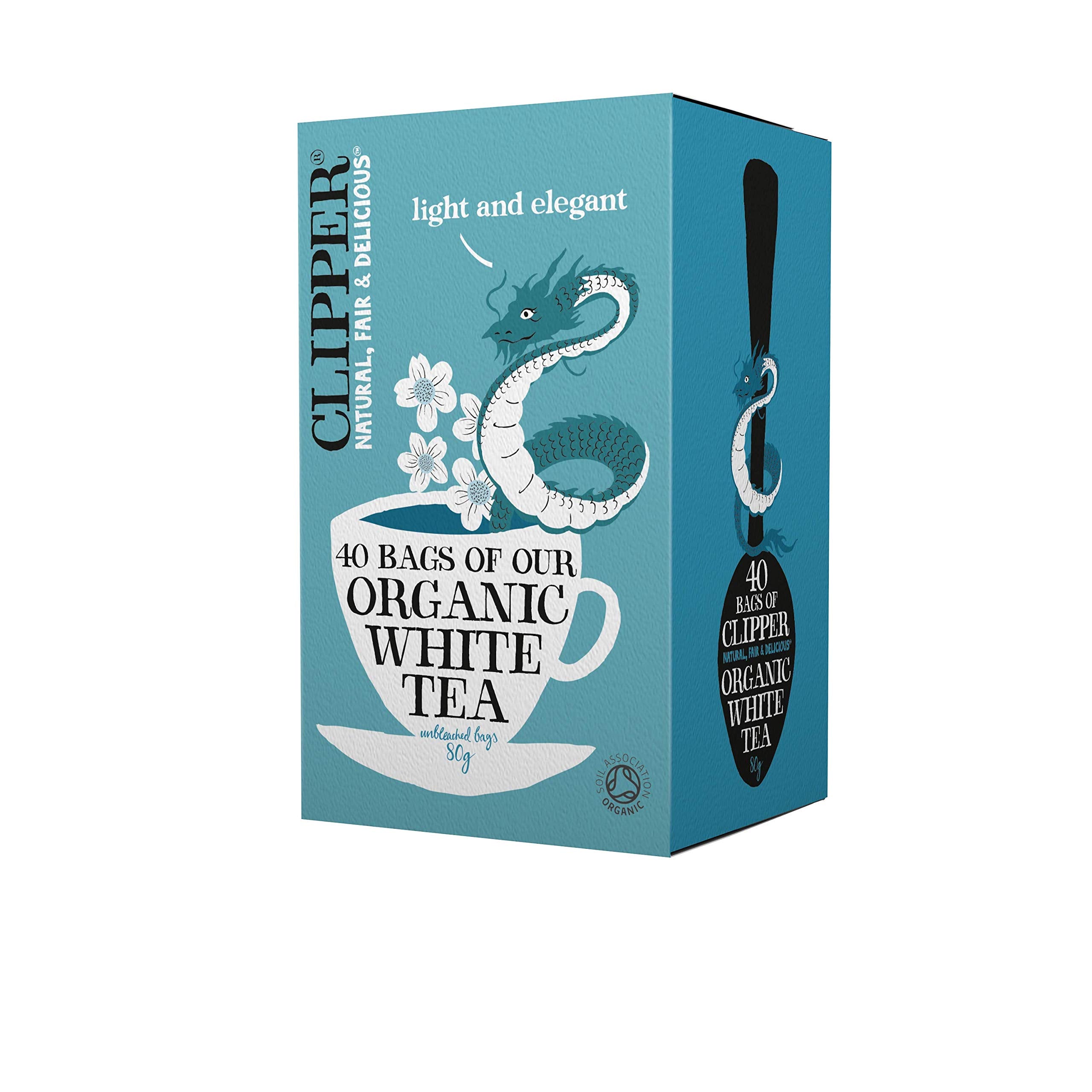 Clipper Organic White Tea Bags   40 Bags of White Tea from China   for Home or Office   Herbal Tea Bags   Natural, Unbleached Teabags   Sustainable, Plant-Based & Biodegradable Teabags