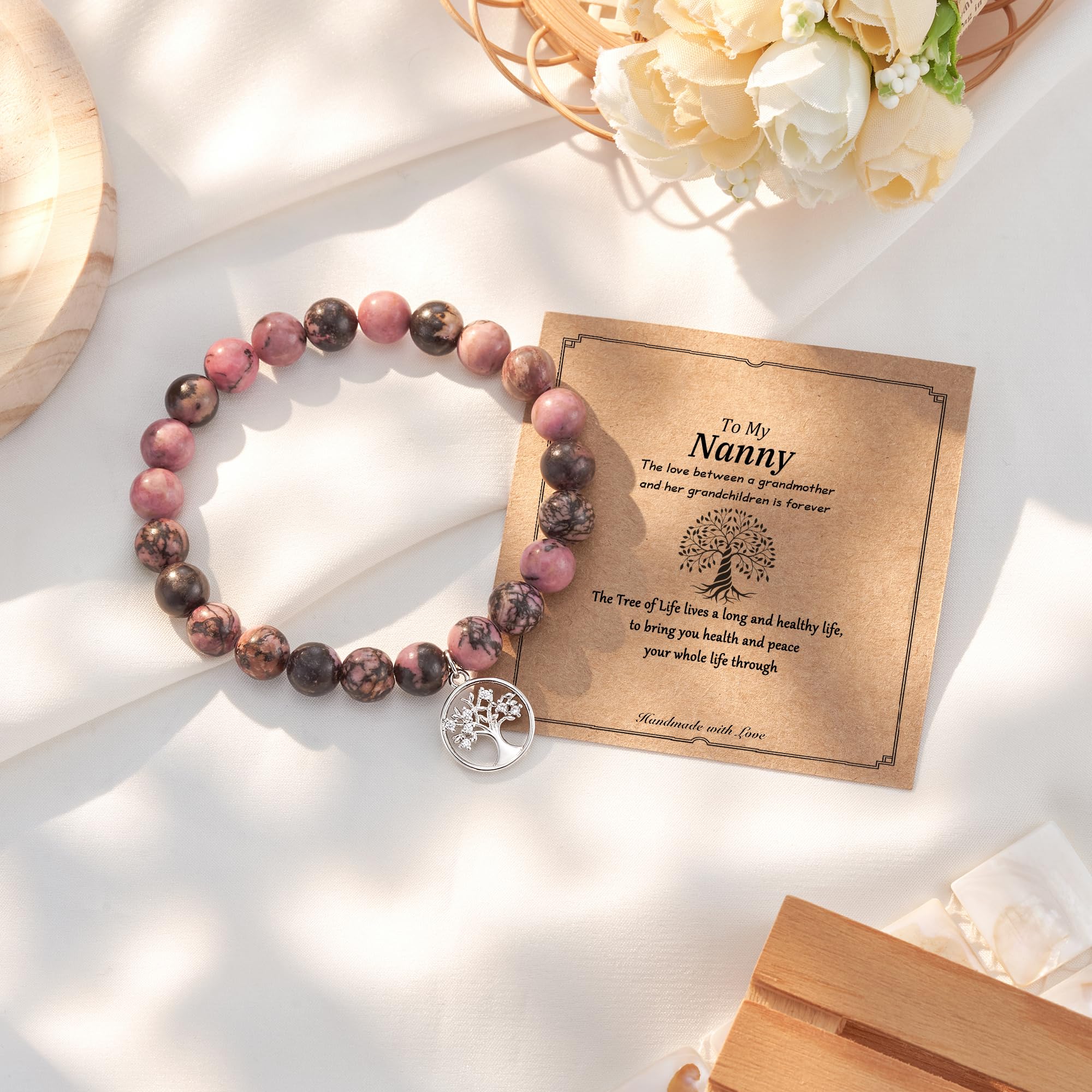 Aunis Nanny Mothers Day Gifts Nanny Gifts From Grandchildren Tree of Life Natural Stone Bracelet Thank You Gifts Birthday Christmas Thanksgiving