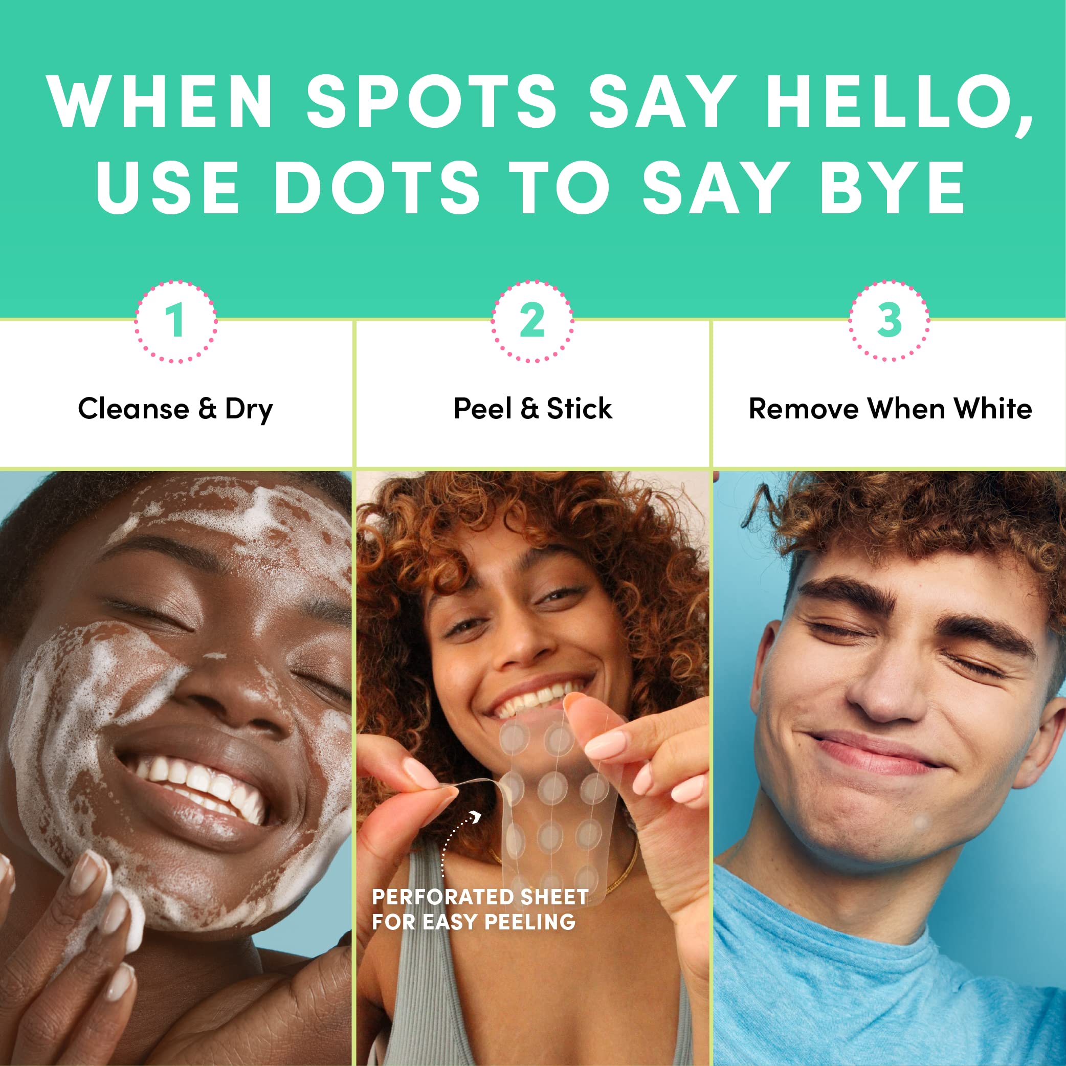 Dots for Spots Acne Patches - Pack of 60 Translucent Hydrocolloid Pimple Patch Spot Treatment Stickers for Face and Body - Fast-Acting, Vegan & Cruelty Free Skin Care