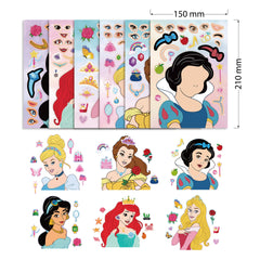 24 PCS Princess DIY Stickers Gift Set for Kids, Princess Theme Make a Face Art Craft Birthday Party Decorations, Make Your Own Sticker for Party Goodie Bags, Princess Party Supplies Party Favours