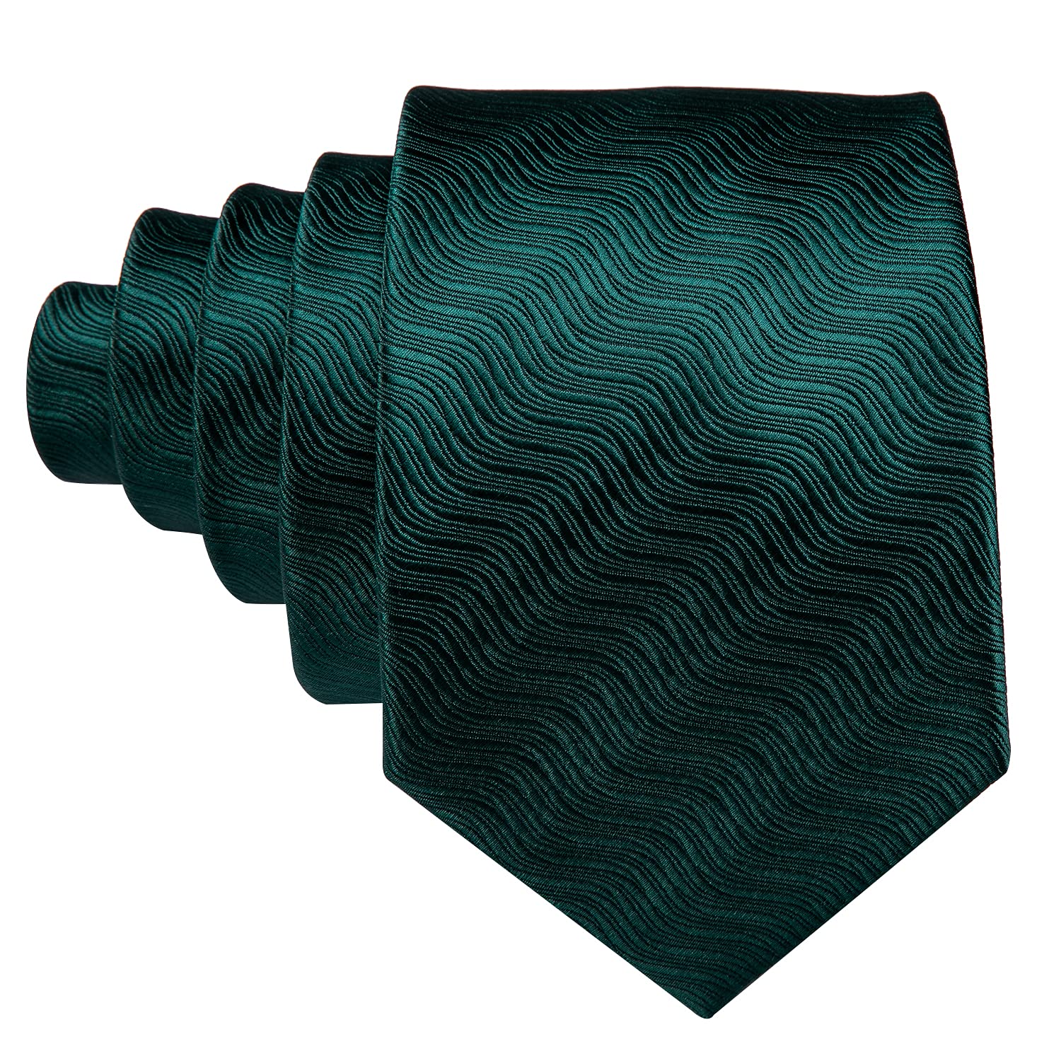 Barry.Wang Solid Green Mens Ties Designer Necktie Pocket Square Cufflinks Silk Set