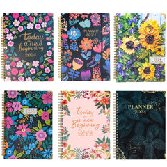 NADSSJL 2024 Diary A5 Week to View, Diary 2024 Day per Page, Jan.2024 - Dec.2024, Day View Planner Organizer, Hard Cover, Monthly Tabs, Bookmark, Stickers and Inner Pocket A5 (Little Flower)