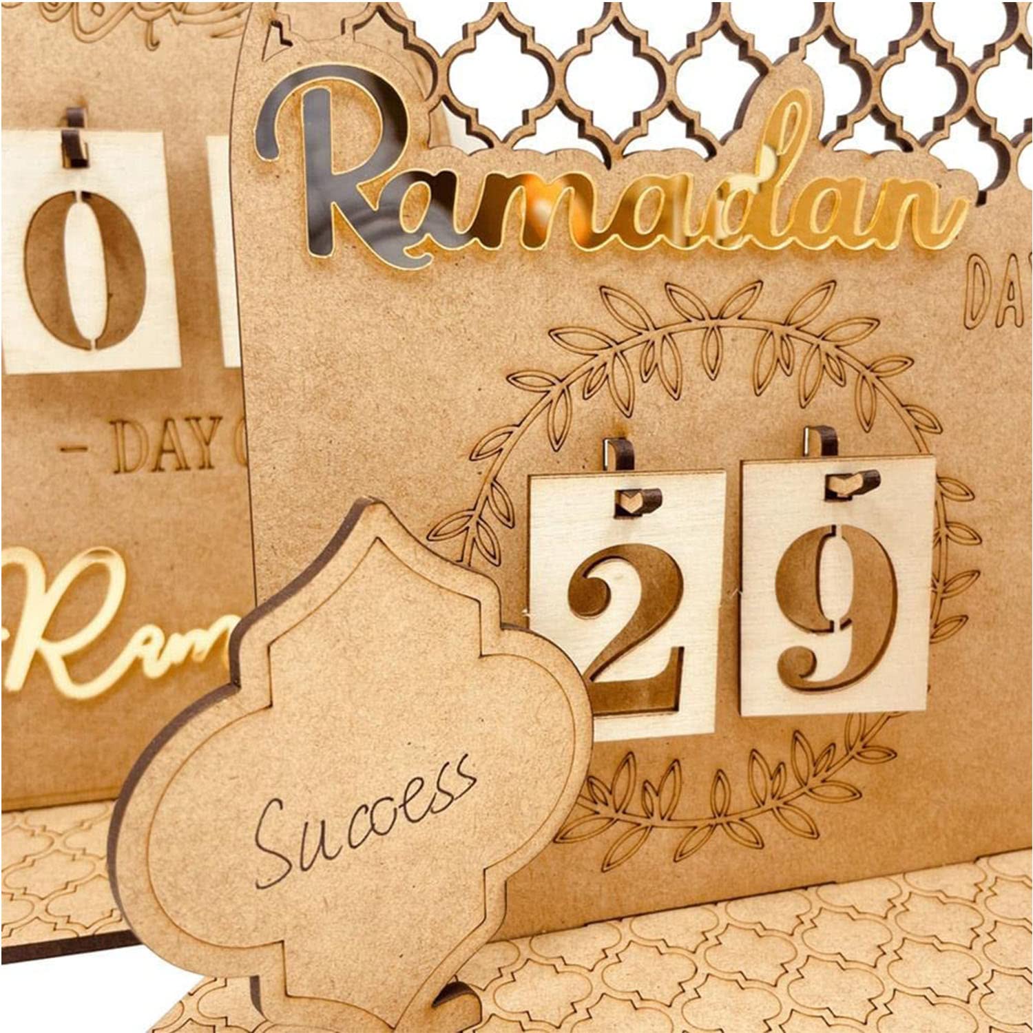 YLYDMY Ramadan Advent Calendar Wooden Countdown Calendars Decorations for Home, Ramadan Decorations for Home,30 Days Til Eid, Ramadan Gift for Kids (A-01)