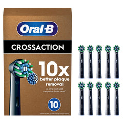 Oral-B Pro Cross Action Electric Toothbrush Head, X-Shape And Angled Bristles for Deeper Plaque Removal, Pack of 10 Toothbrush Heads, Suitable For Mailbox, Black