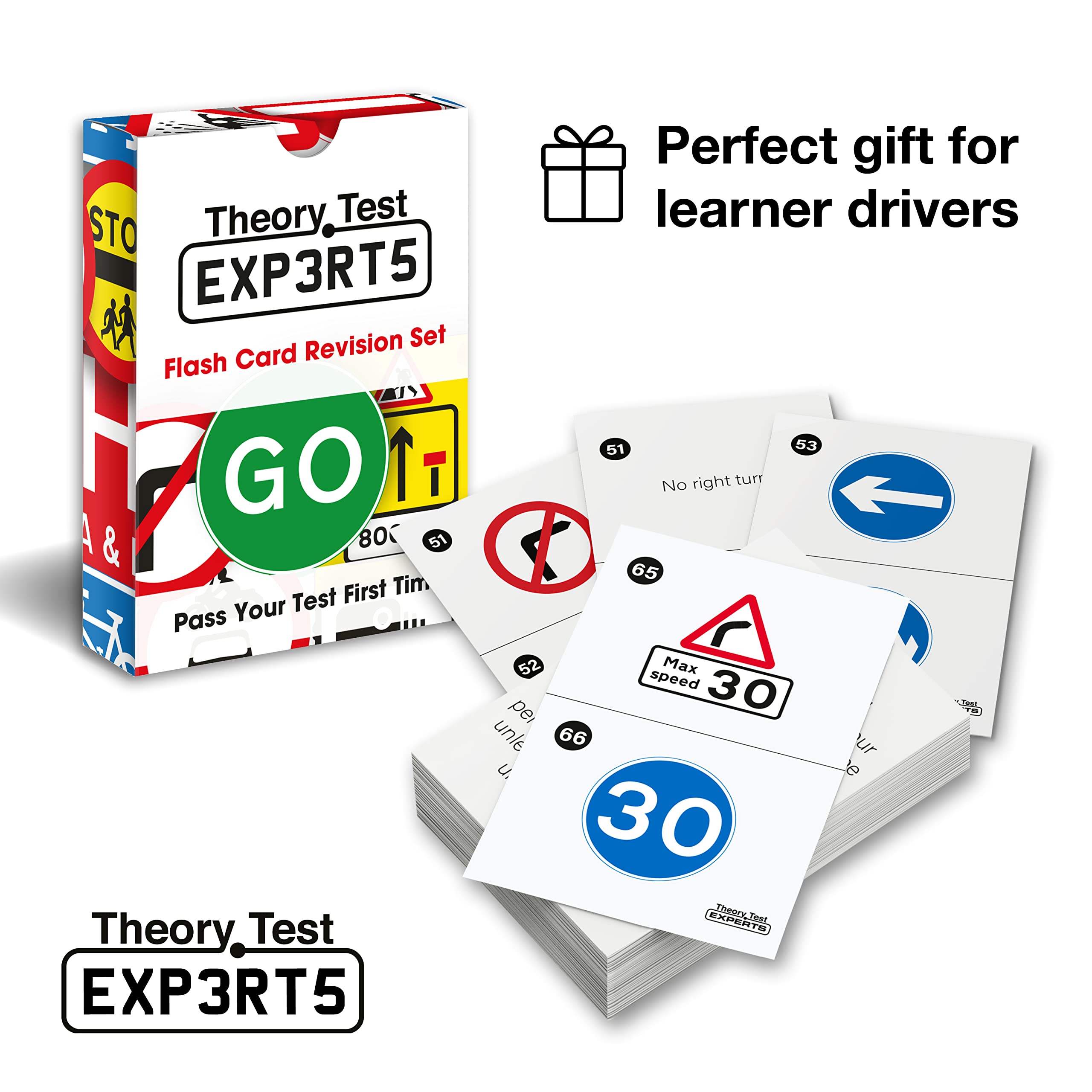 Theory Test Experts 128 Road Signs Flash Cards 2024 UK - Driving Instructor Approved - Driving Test Gifts For Teenage Boys & Girls 16-18 Years - Learner Driver Gifts 17th Birthday