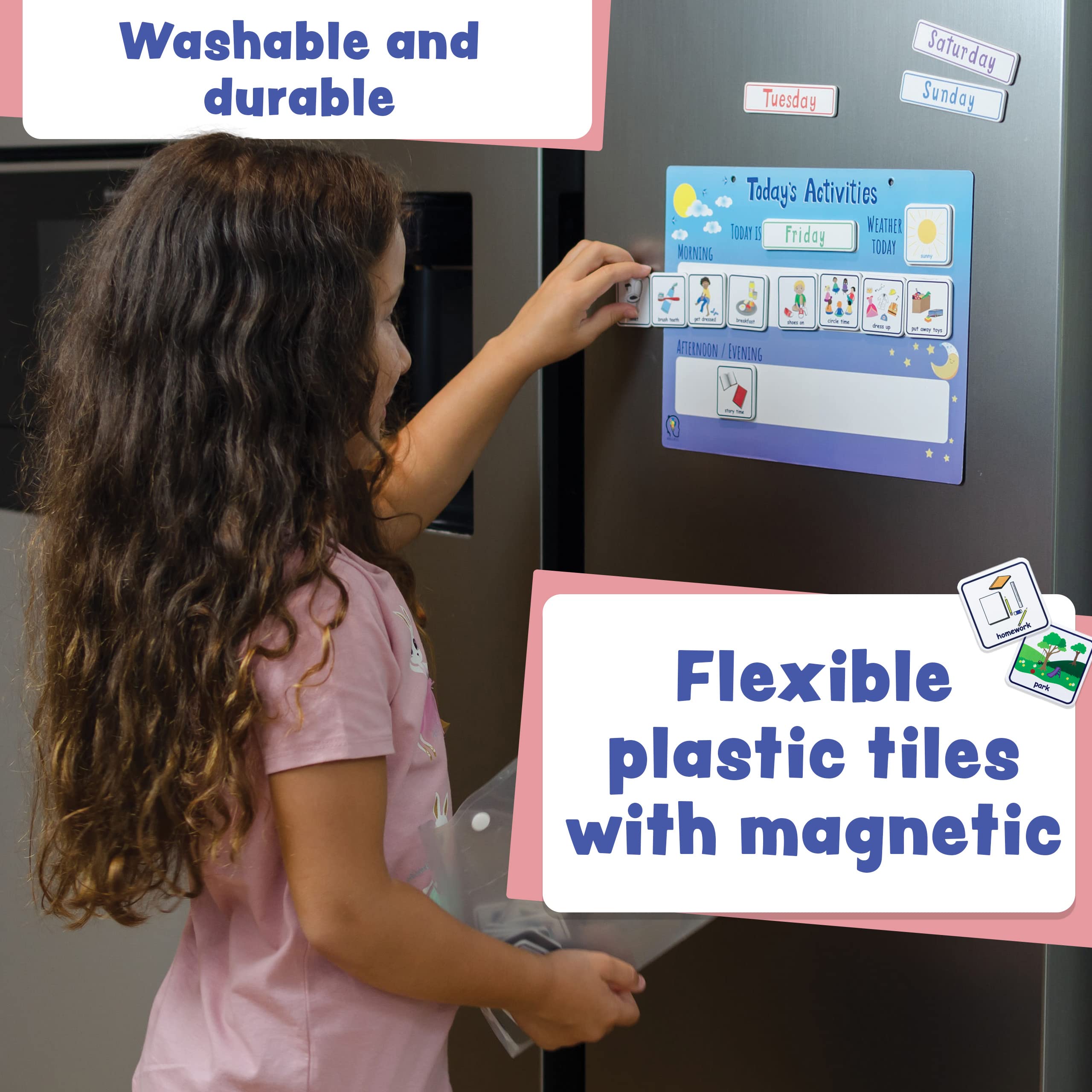 Today's Activities Daily Routine Visual Timetable Magnetic Tile Chart for Children