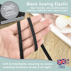 Black Elastic Band by Smith’s®   6mm (1/4 Inch) Width   10 Metres (11 Yard) Length   Flat Cord   for Sewing, Arts & Crafts, Dressmaking, Waistband, Haberdashery, Wig, DIY, Clothing