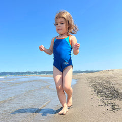 TIZAX Girls One Piece Swimsuit Solid Cross Back Multi Straps Swimwear Quick Dry Beach Swimming Costume Dark Blue 6 Years