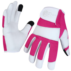 Escort Tools® Heavy Duty Leather Gardening Work Gloves, Thorn Proof, Touch Screen, Utility Safety Working Gloves Breathable, Tear Resistant, High Dexterity Mechanic Gloves Unisex (Pink, XL)