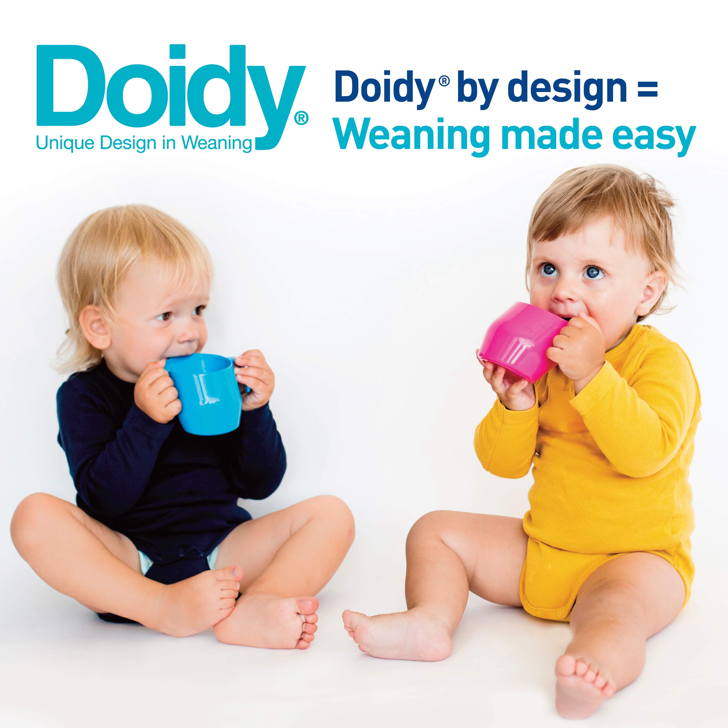 Doidy Cup - Training Sippy Cups Baby Cup Unique Slanted Design Two Handles Baby Beaker - Great Weaning Cup for Milk, Water & Juice - Use from 3-6 Months 200ml (Turquoise)