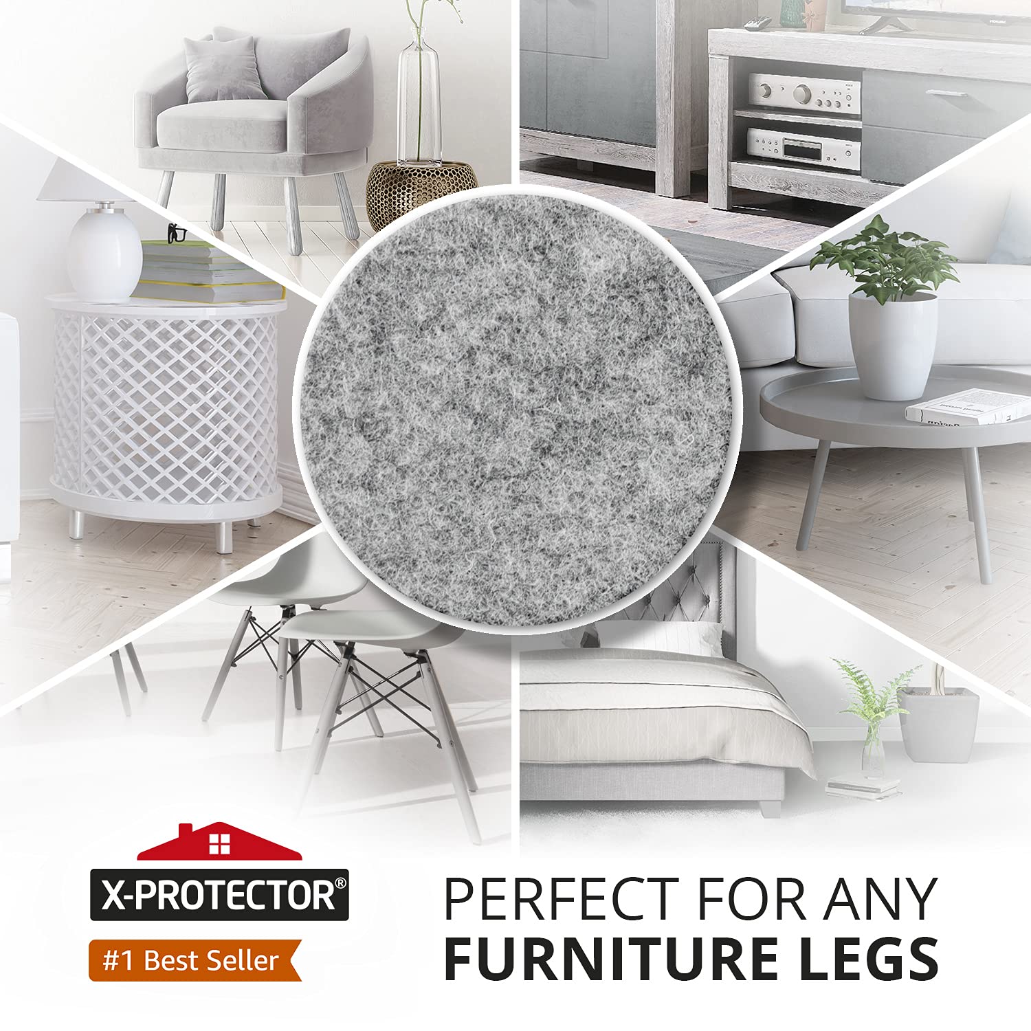 Chair Pads Floor Protectors X-PROTECTOR 48 PCS - Felt Furniture Pads - Premium Chair Feet Protectors - Huge Quantity Floor Protector Pads - Protect Wood Floors with Chair Leg Floor Protectors!