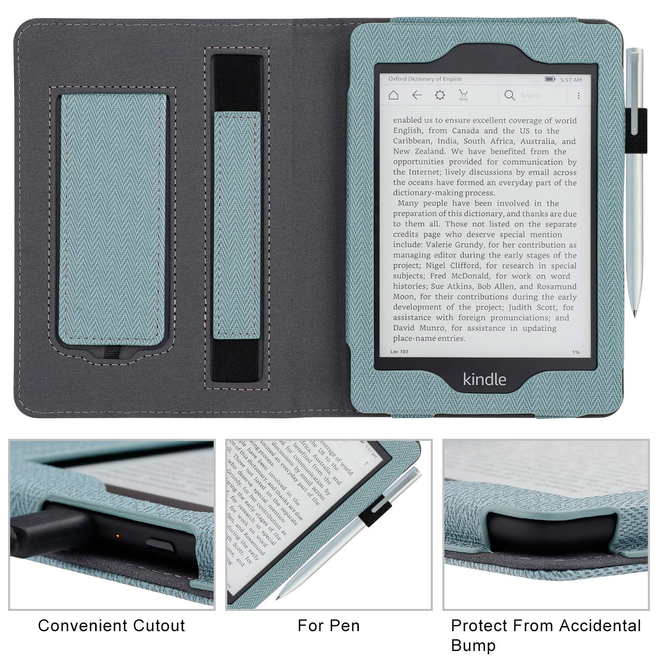 WALNEW Stand Case Fits Kindle Paperwhite 10th Generation 2018 (Model No.PQ94WIF) PU Leather Case Smart Protective Cover with Hand Strap, Blue