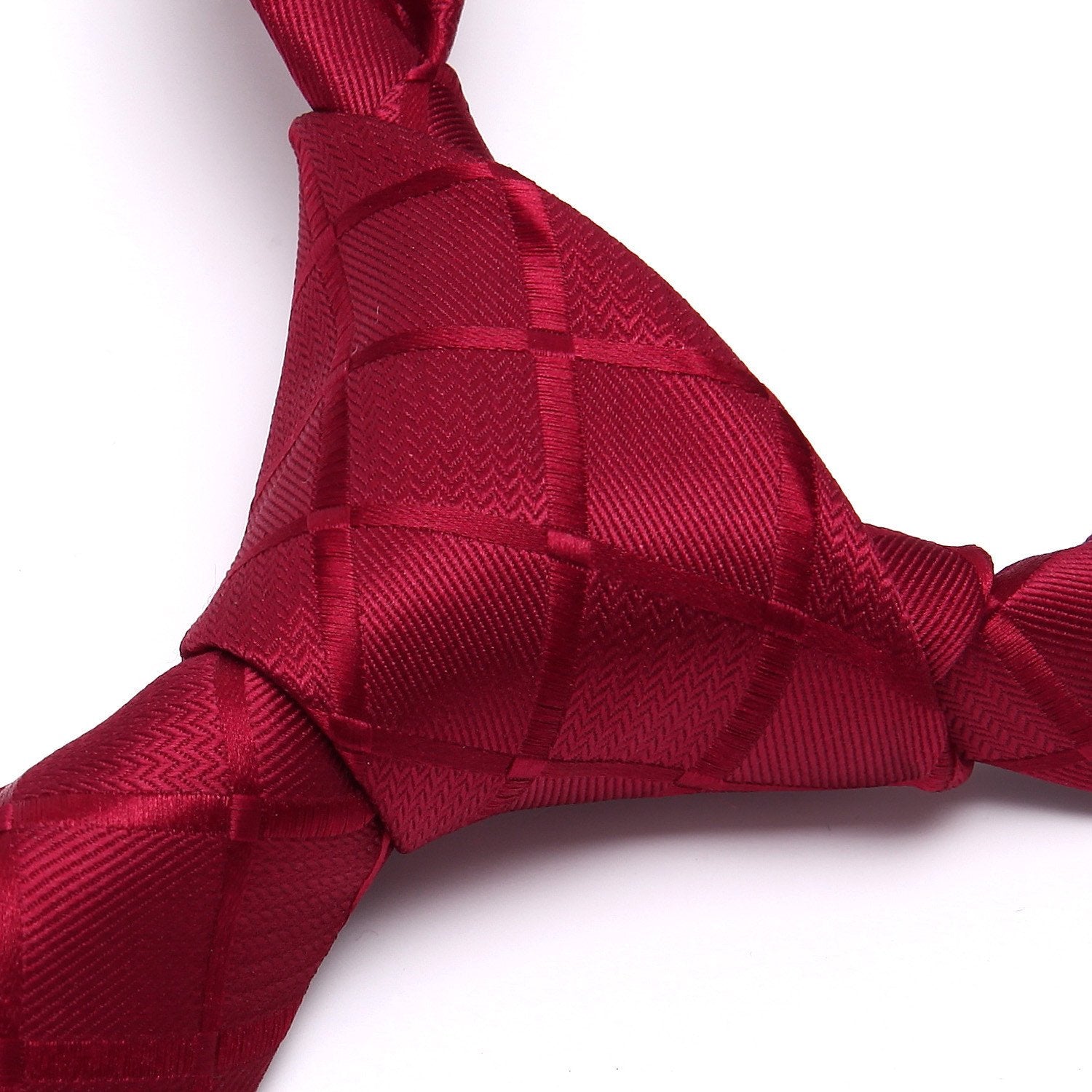 HISDERN Red Ties for Men Check Wedding Plaid Tie Handkerchief Men's Necktie Pocket Square Set For Formal Business
