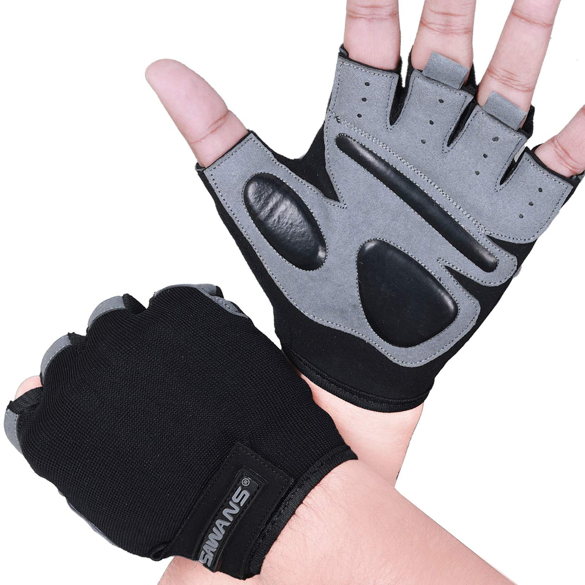 Gym Gloves Training Weight lifting Gloves for Men Women Wrist Support Padded Extra Grip Palm Protection Exercise Fitness Workout Gloves Cycling,Hanging,Pull ups,Breathable (Short Wrist, L)