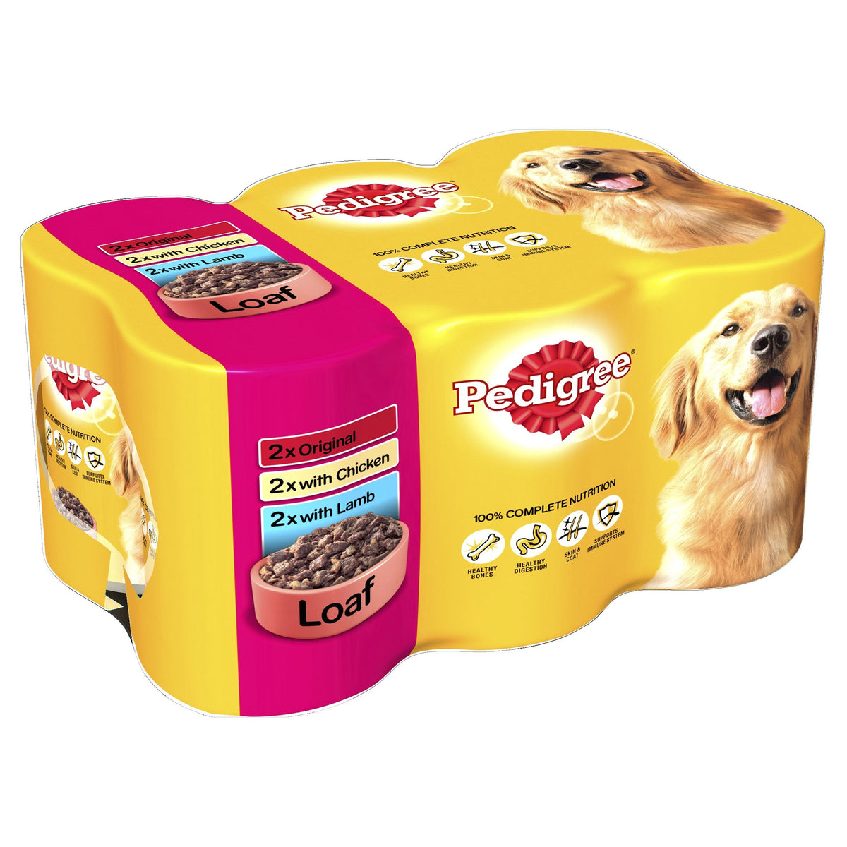 Pedigree Adult Wet Dog Food Tins Mixed Selection in Loaf, 6 x 400g