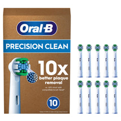 Oral-B Pro Precision Clean Electric Toothbrush Head, X-Shape And Angled Bristles for Deeper Plaque Removal, Pack of 10 Toothbrush Heads, Suitable For Mailbox, White