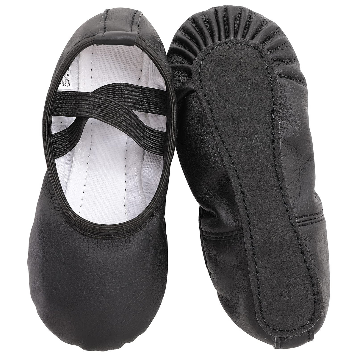 Ballet Shoes for Girls Leather Ballet Dance Slipper Full Leather Sole Ballet Flats for Kids Toddler Child Women Adults Black Size 12UK child-EU31