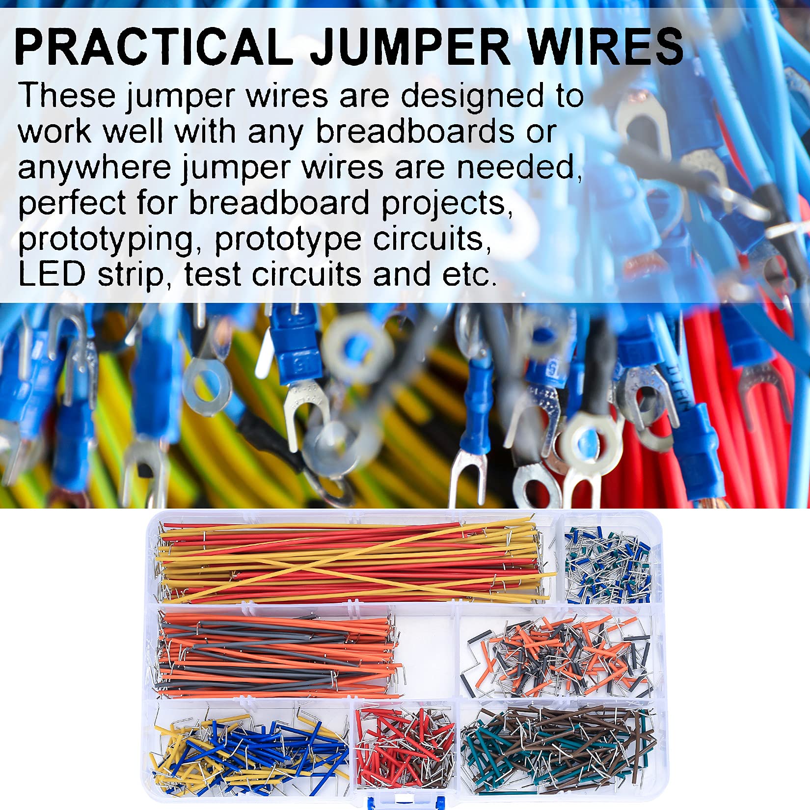 560 Pcs Jumper Wire Kit, 14 Lengths Assorted Breadboard Jumper Wire Cable, Preformed U-shape Solderless Jumper Wire Male to Male Jumper Wires Prototyping Breadboard