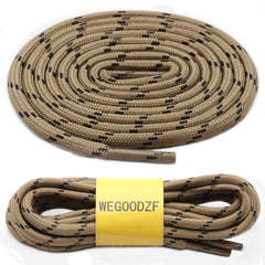 WEGOODZF Round Walking Boot Laces: 4.5MM Thick 120cm Long Light Brown Black Heavy Duty Shoelaces for Outdoor Hiking Shoes Work Boots 2 Pairs Non Slip Safety Bootlaces for Men Women