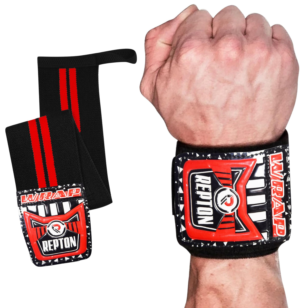 Weightlifting Wrist Wraps - Professional Grade with Thumb Loops - Wrist Support Braces - Men & Women - Weight Lifting, Crossfit, Powerlifting, Strength Training Straps (Black & Red, 18)