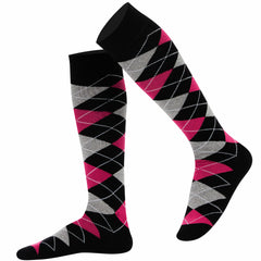 Mysocks Knee High Socks for Women and Men - Breathable Combed Cotton Seamless Toe Argyle Unisex Long Socks - Casual Knee Length Golf Socks