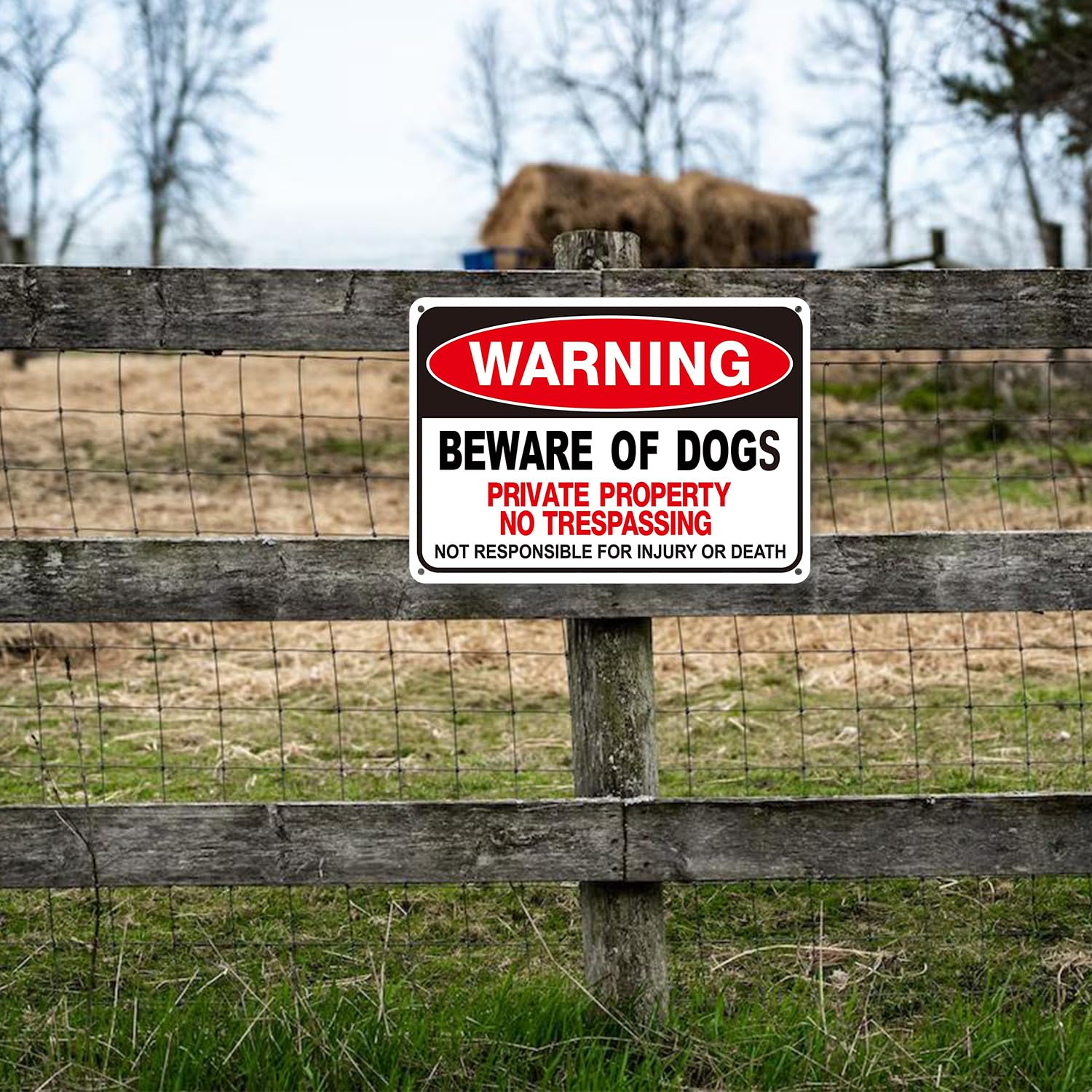 Beware of The Dog Sign-Private Property No Trespassing Signs,Beware of The Dogs Sign Outdoor Gate Weather Easy to Mount 12x8inch(2 Pack)