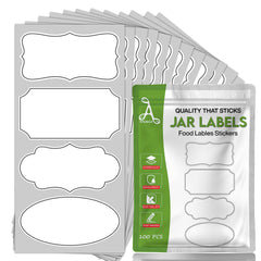 Armiz 100 Pcs Jam Jar Labels White Sticky Labels for Jars Perfectly Sized (8 x 4 cm) - Self Adhesive Easy Peel Off Food Labels Stickers Leaves No Residue