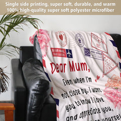 Gowelly Mum Gifts for Mothers Day, Blanket Gifts for Mum on Her Birthday, Mum Gifts from Daughter Son, Christmas, Valentines Day Gifts for Mum, Dear Mum Throw Blanket, 60 inches * 50 inches