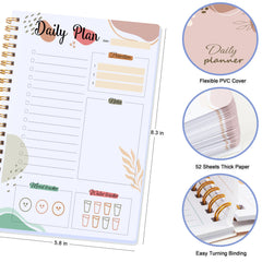 Daily Planner, Daily To Do List Notebook with Personal Organizor, Water Tracker for Home, Work, School,52 sheets, A5