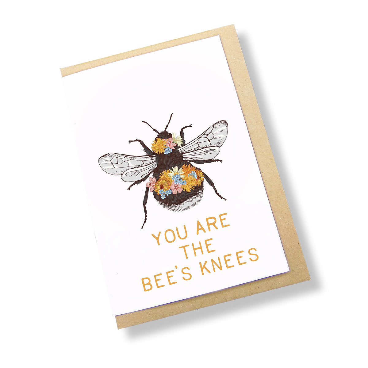 You Are The Bee's Knees - Cute and Funny Bumble Bee Greeting Card - Garden Lovers, Vegan Friendly, Happy Birthday Thank You Gift