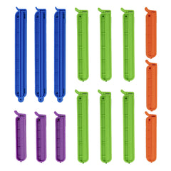 Bag Clips for Food Storage - Pack of 15 Sturdy Food Clips in 3 Assorted Sizes & 4 Colors for Sealing Food, Snacks, Coffee - Reusable Bag Sealer Clips for Home, Kitchen & Office (15Clips)