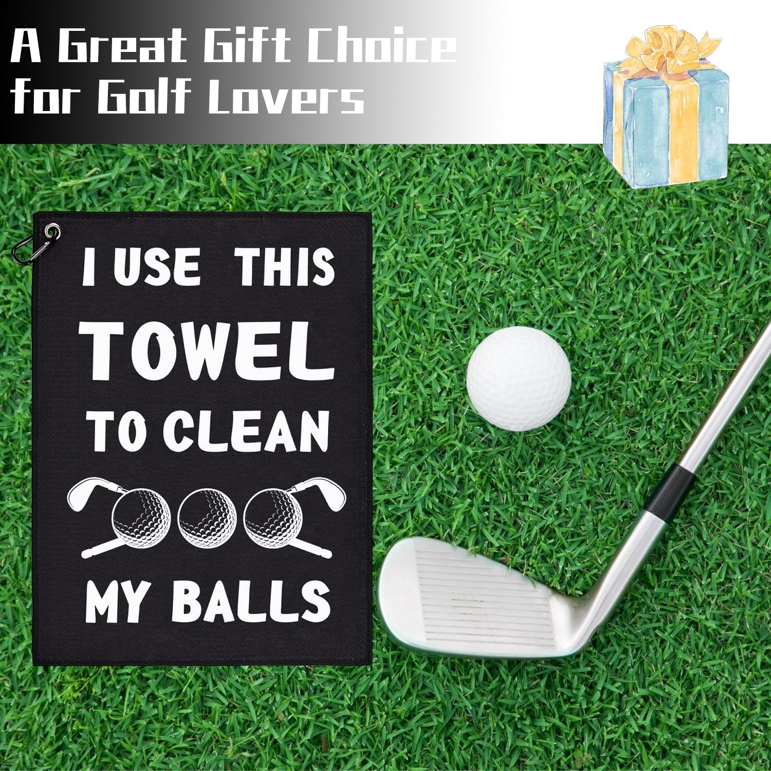 ZSTNPP Golf Towel, Golf Gifts for Men Husband Boyfriend Dad Him, Golf Ball Towels With Clip, Golf Accessories Gifts