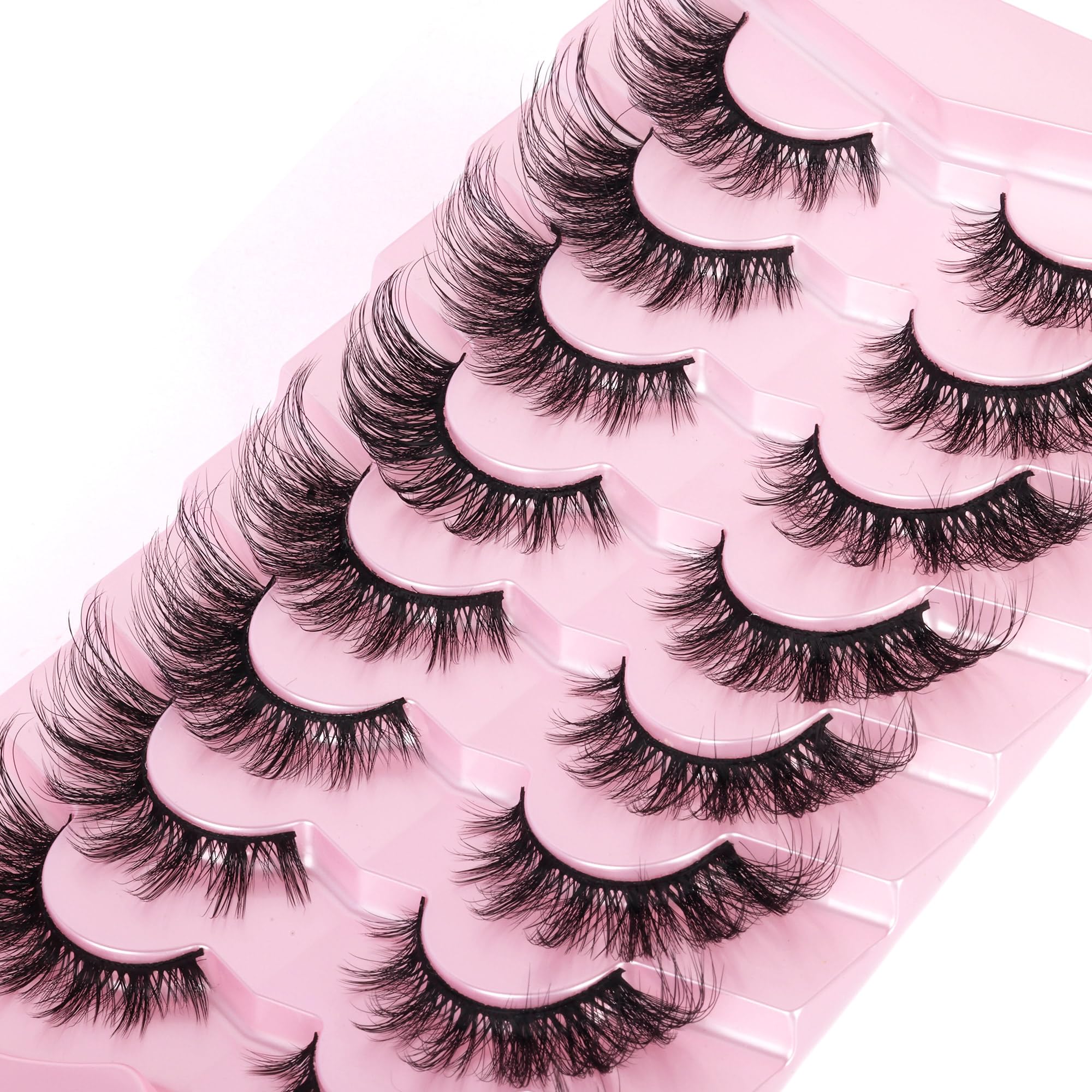 Fox Eye Lashes Wispy False Eyelashes Cat Eye Lashes Fluffy Lashes Natural Look Strip Lashes 20MM Fake Eye Lashes Pack by GVEFETIEE 8 Pairs