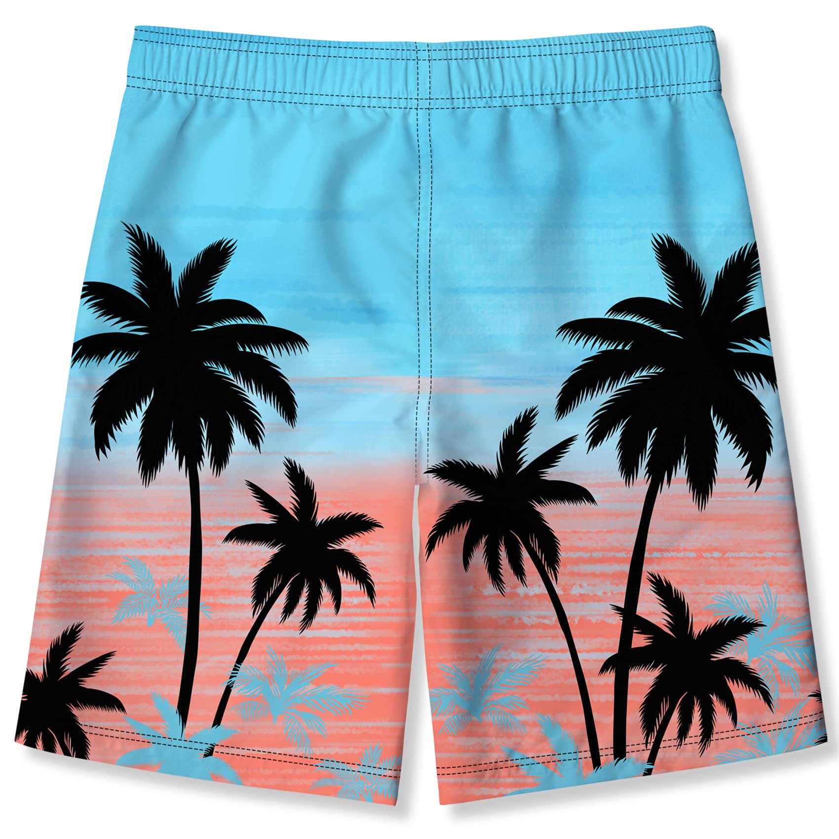 Kids4ever Boys Swimming Trunks 7-8 Years Kids Board Shorts Tie Dye Hawaii Coconut Tree Printed Summer Drawstring Quick Dry Surf Shorts Beach Swimwear