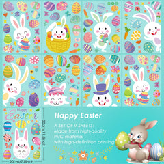 AhfuLife Easter Window Stickers, 9 Sheets Reusable Easter Window Clings for Kids Easter Decorations, Double Sided Window Stickers for Home Office Shop Window Decorations (Style 2)