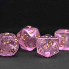 Cusdie 7Pcs/Set DND Dice Set D&D Polyhedral Dice for TTRPG Dungeons and Dragons Pathfinder Role Playing Dice Games RPGs (Pink with Sickle Font)