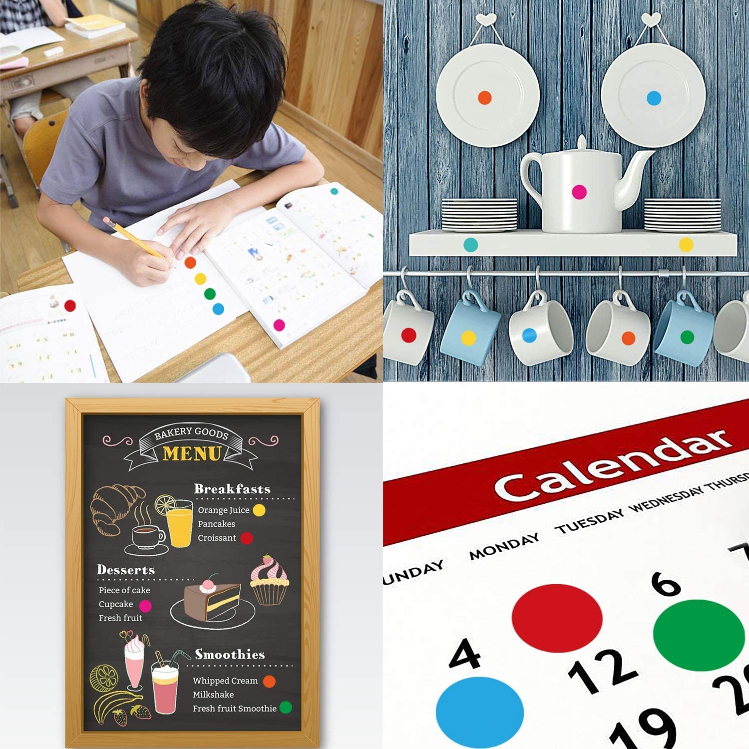 3060Pcs Coloured Stickers dots, dot Stickers Assorted Colours for Paper Scrapbook Calendar Decorations 15 Sheets (Black)