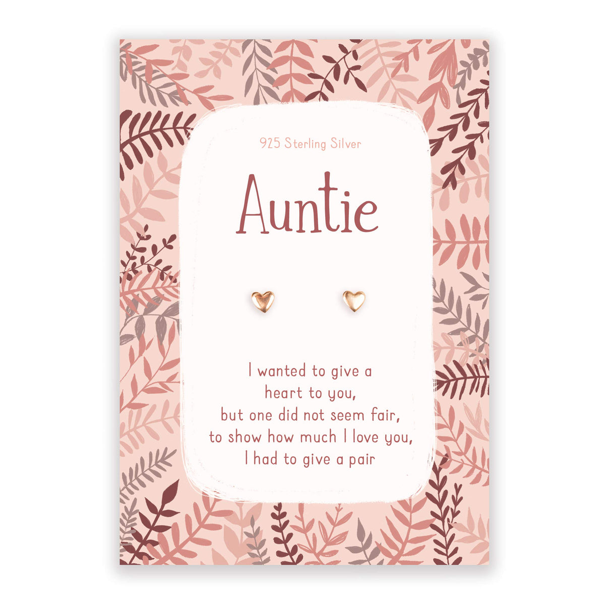 Auntie rose gold heart earrings   gifts for Aunty Great Aunt   birthday card for special Christmas xmas present gift uk   jewellery from Niece or Nephew