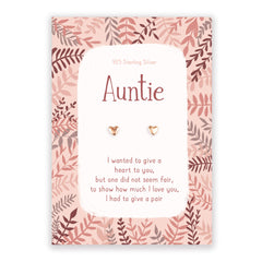 Auntie rose gold heart earrings   gifts for Aunty Great Aunt   birthday card for special Christmas xmas present gift uk   jewellery from Niece or Nephew