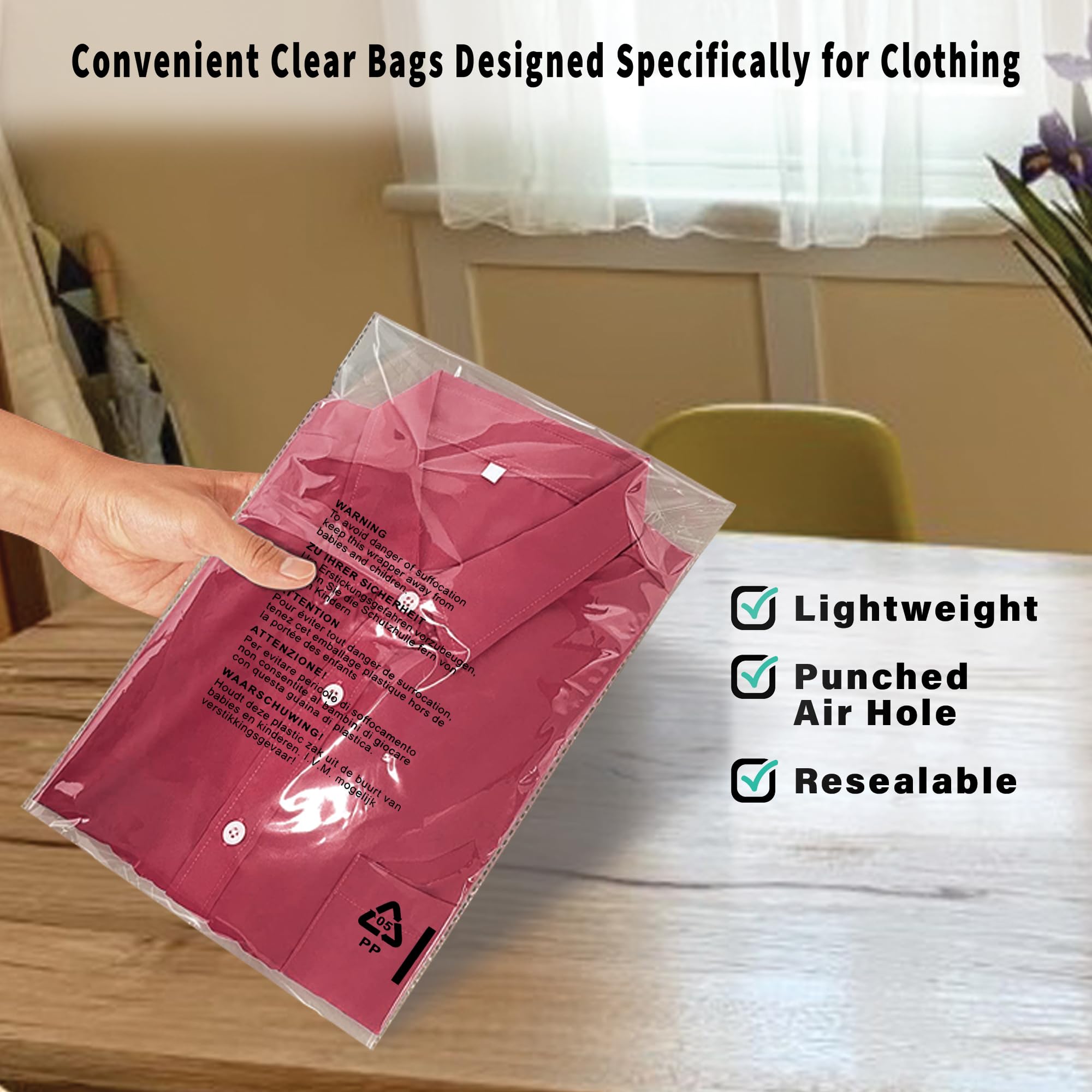 G4Goods 100 Pcs Clear Plastic Self Seal Garment Clothing Bags 8 inches x 10 inches - Convenient and Durable Clear Bags for Clothing, Ideal for Packaging, Shipping, and Protecting - Clear Opp Bags for Postage